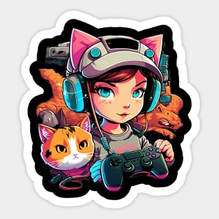 Stream with my ginger cat Sticker